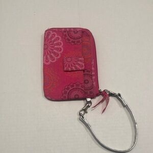 Thirty-one flower pink design wristlet with outside Velcro pocket